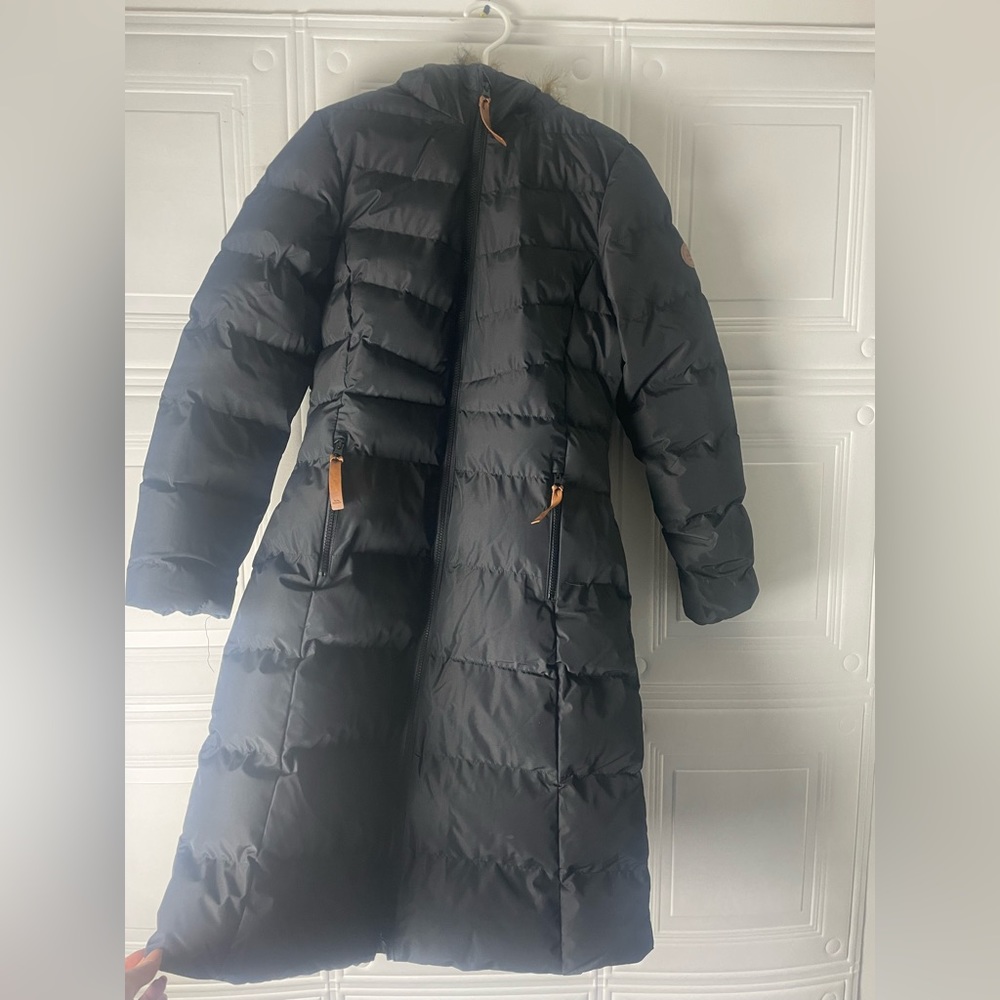 Long Black Puffer Waterproof Jacket With Hood